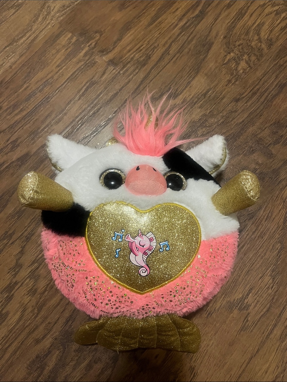 Sparkle Heart Unicorn Plush - Pink, Gold, White